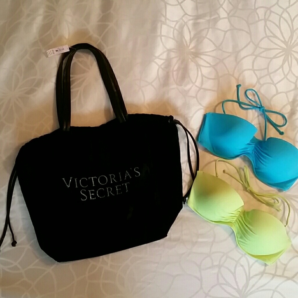 Victoria's Secret Tote and 2 Swim Tops!